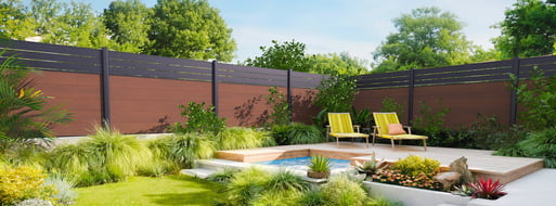 Clôture ajourée en aluminium et composite Neowood