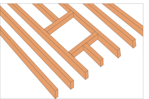 structure avec cadre en lambourdes pin
