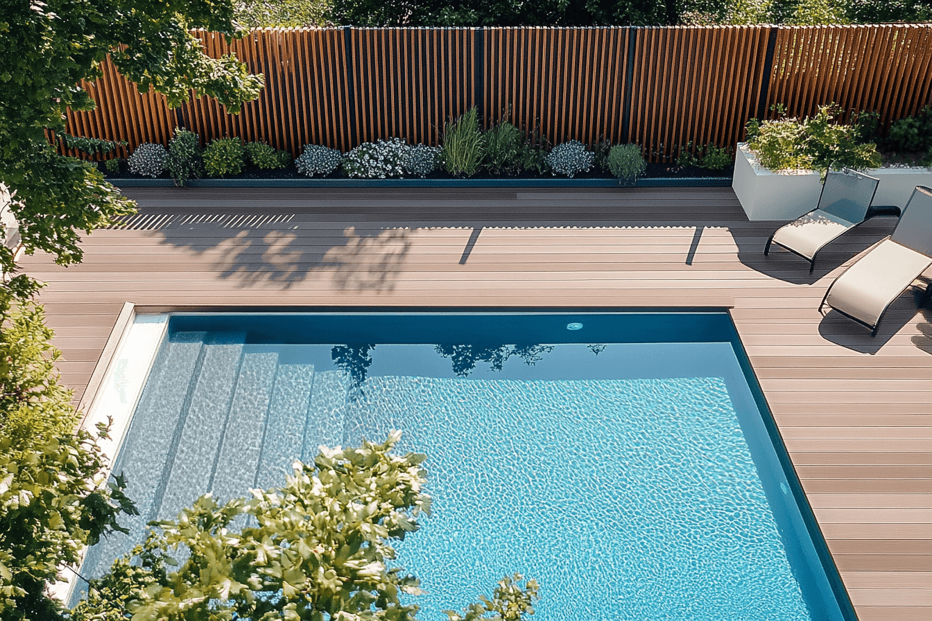 Terrasse en bois composite gamme Excellence, sur structure aluminium Trocosto®